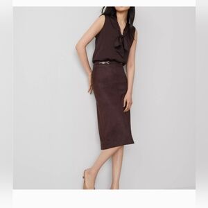 NEW Ann Taylor Faux Suede Chain Waist Skirt (Dark Brown/Chocolate) Women's sz 2
